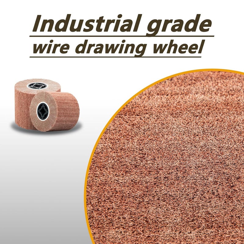 SALI Non Woven Wire Abrasive Drawing Polishing Burnishing Wheel Flap Brush Wire Brush Drum Surface Conditioning Tool for Metal Surface Polishing Grinding Removing Rust 120x100x19mm (320 Grit) - Image 5